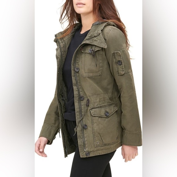 Levi’s Hooded Military Army Green Jacket from Nordstroms Sz-M Q10 - Picture 4 of 13